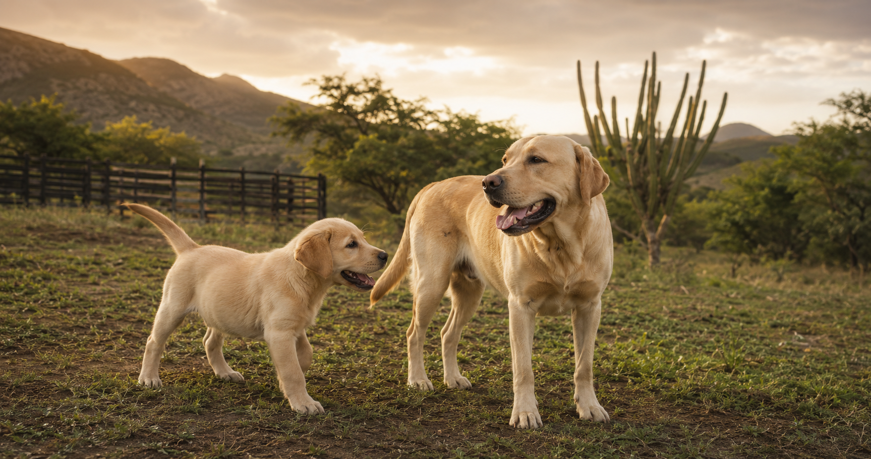 Labradores criados soltos em ambiente rural